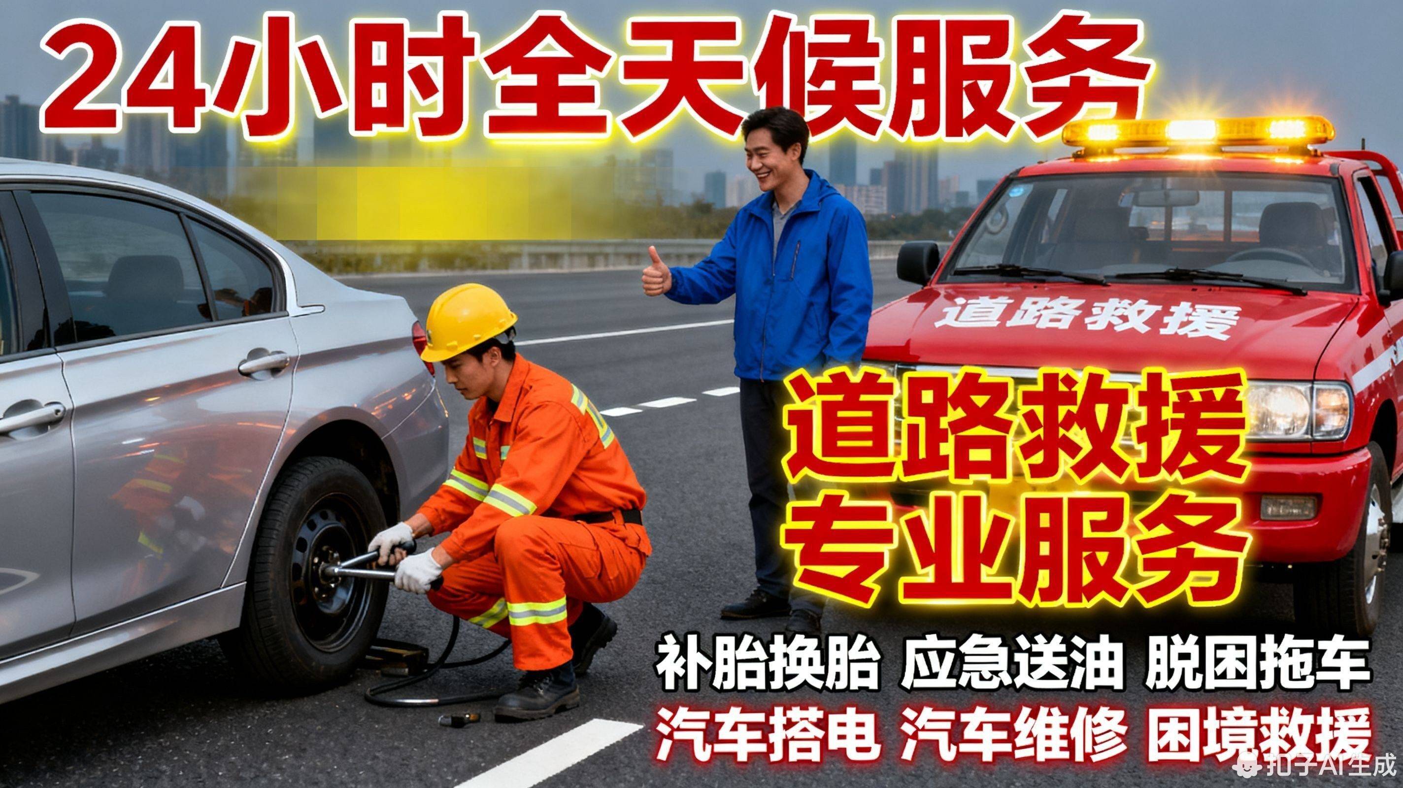 宁德屏南汽车打不着火_汽车道路救援_高速救援电线小时拖车
