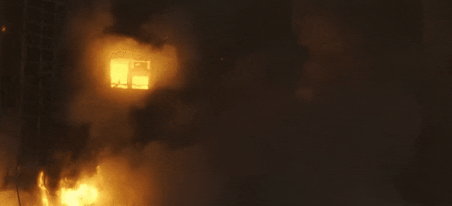 最初发现只有一点结果连烧八大楼！目击者： 一栋栋烧 烧到爆炸